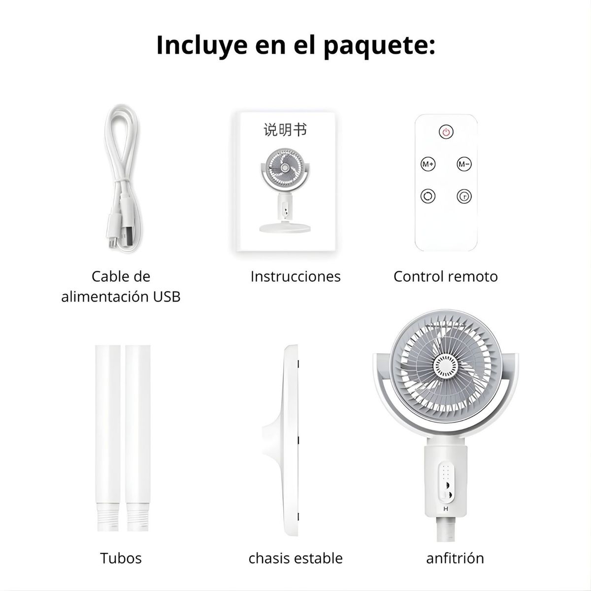 OEM - Ventilador Vertical Recargable 180° 3 Alturas 5 Velocidades con Control Remoto KS-F1