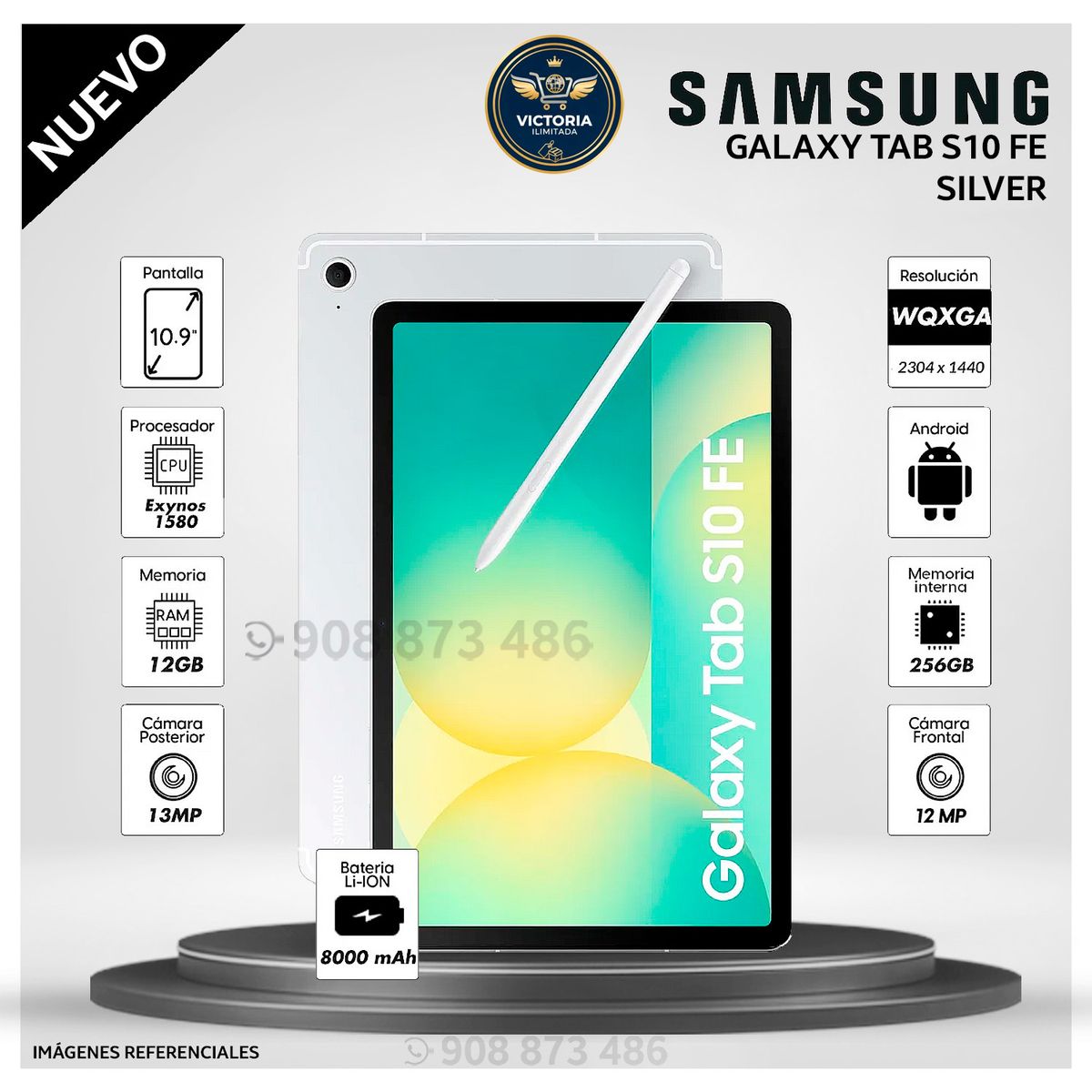 SAMSUNG - Tablet Samsung Galaxy Tab S10 FE 10.9 pulg. WUXGA  256GB 12GB RAM - SILVER