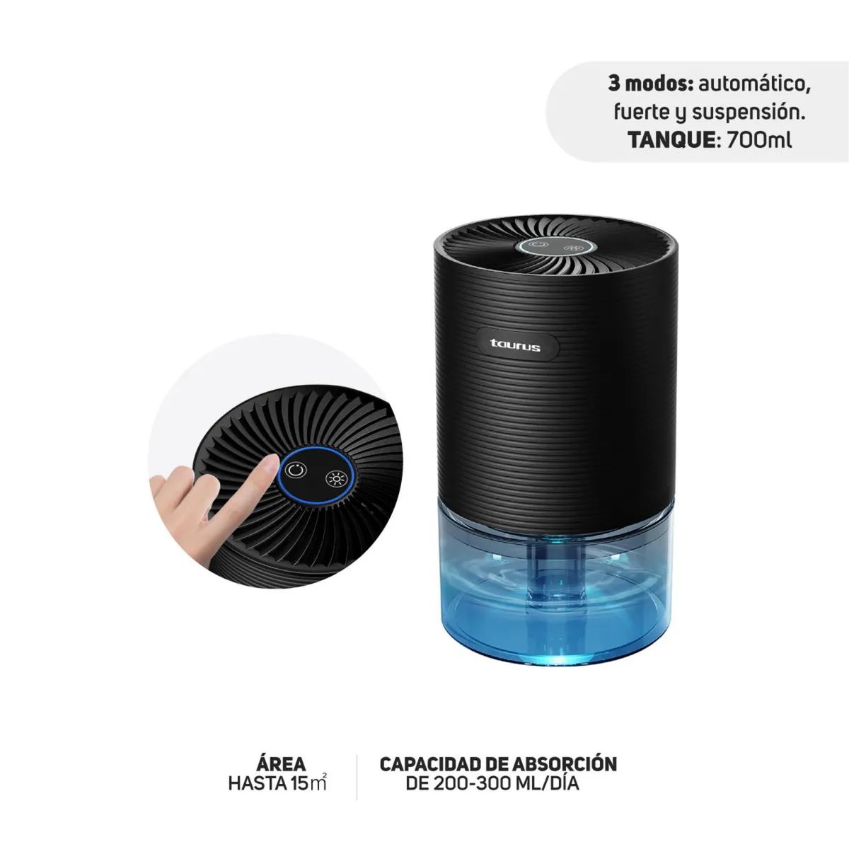 TAURUS - Deshumedecedor Portátil Negro Taurus DH 250