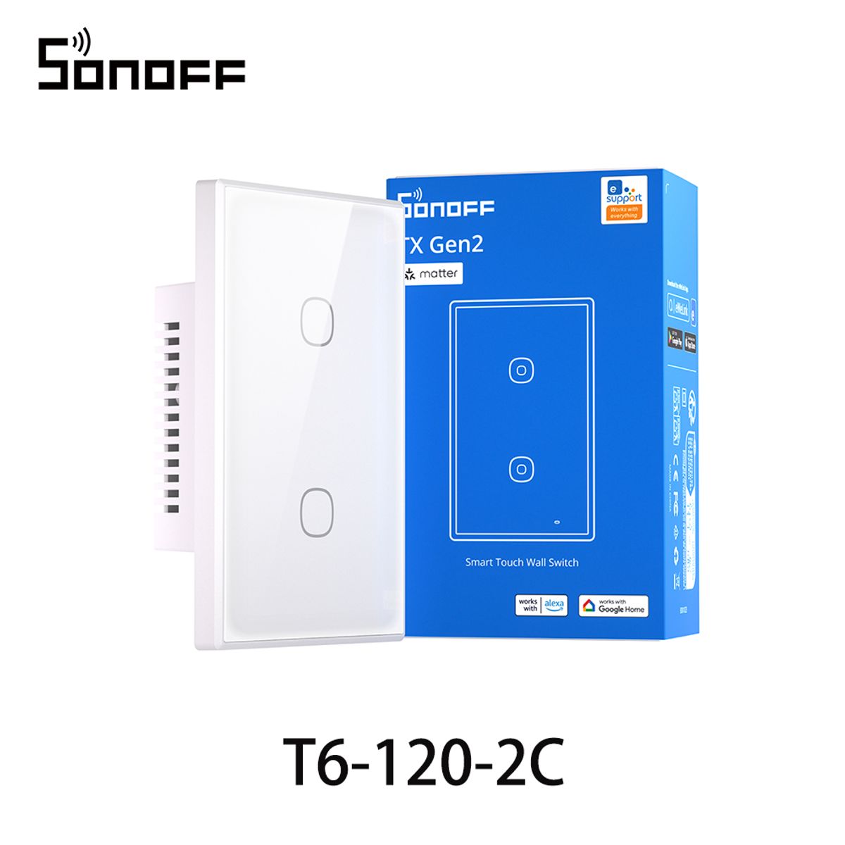 SONOFF - Interruptor Inteligente Sonoff Tx Gen 2 - T6 - 2 Botones - Matter