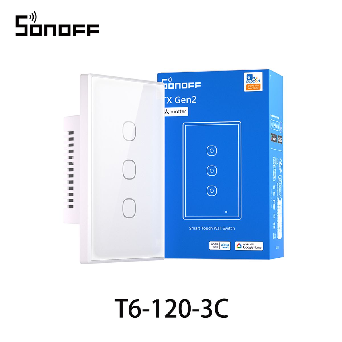 SONOFF - Interruptor Inteligente Sonoff Tx Gen 2 - T6 - 3 Botones - Matter