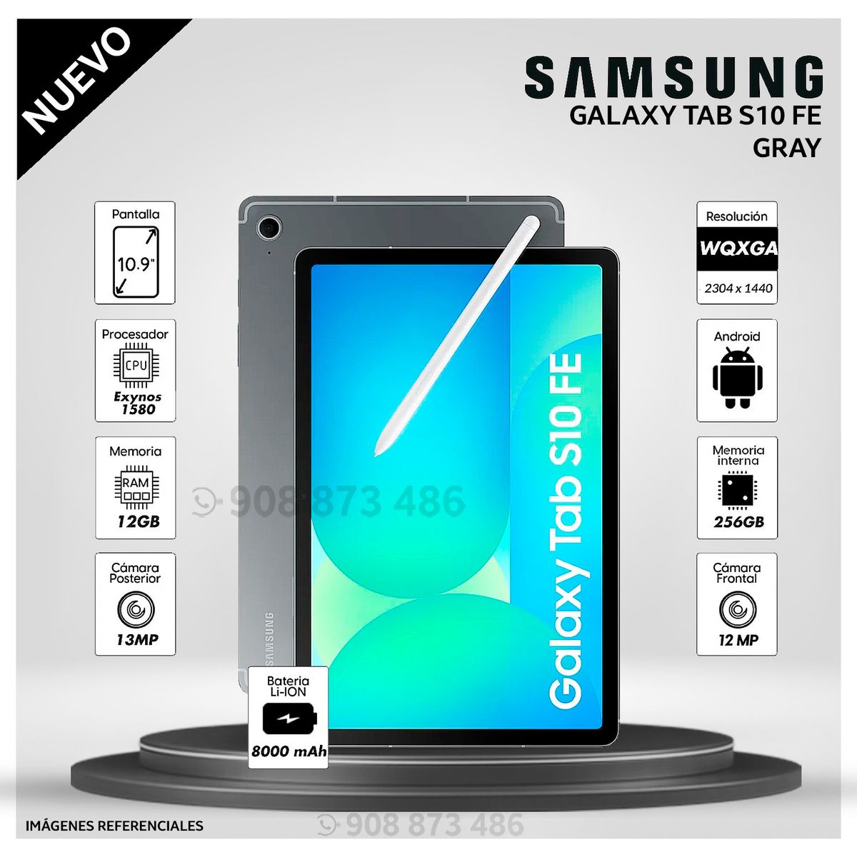 SAMSUNG - Tablet Samsung Galaxy Tab S10 FE 10.9 pulg. WUXGA  256GB 12GB RAM - GRAY