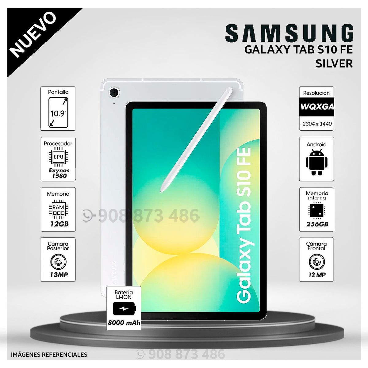 SAMSUNG - Tablet Samsung Galaxy Tab S10 FE 10.9 pulg. WUXGA  256GB 12GB RAM - SILVER
