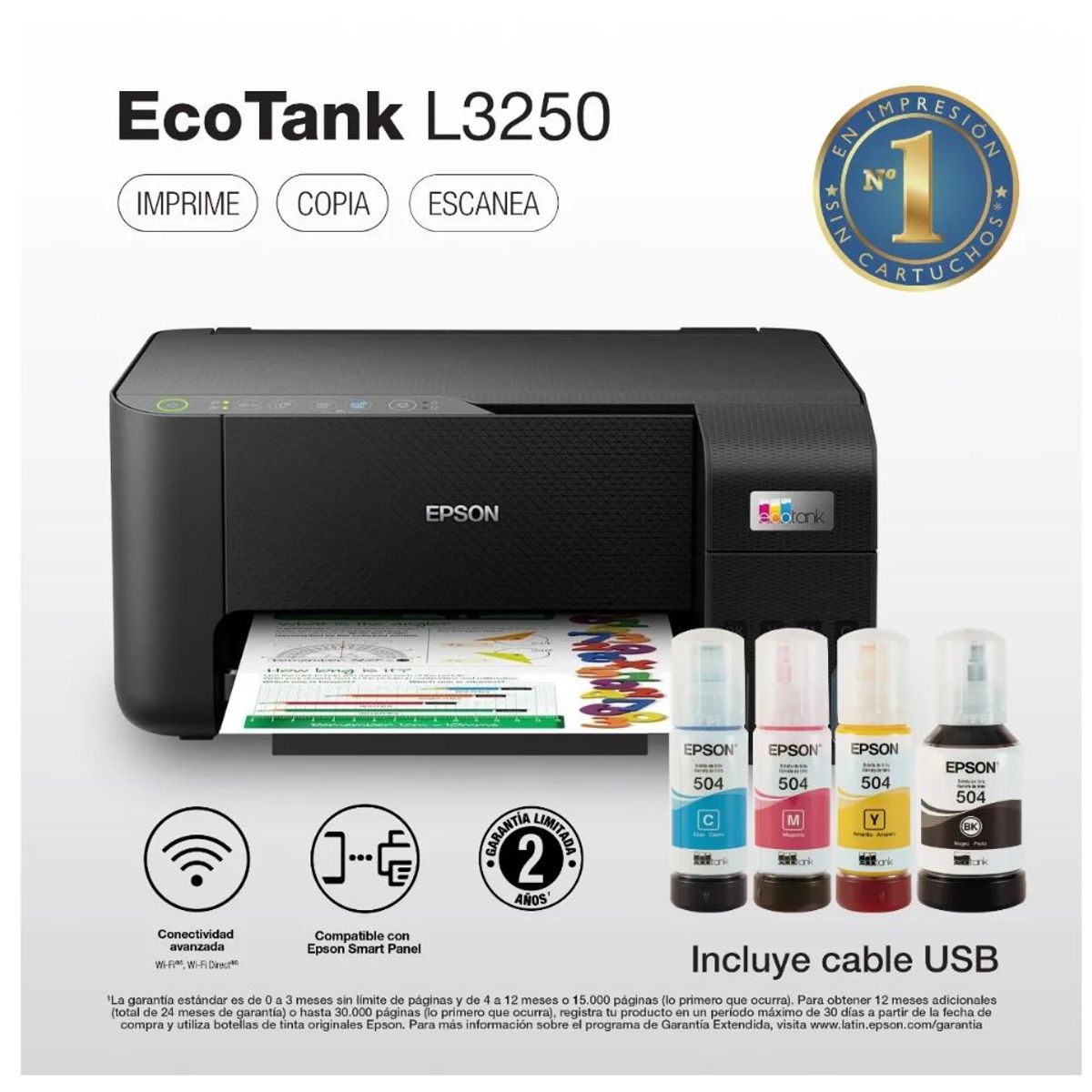 EPSON - Impresora Multifuncional Inlámbrica EcoTank L3250
