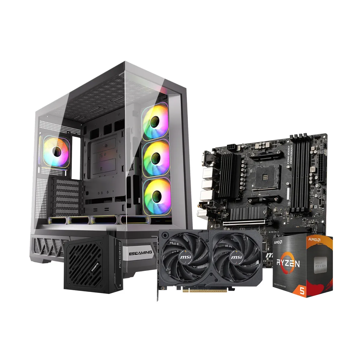 GIGABYTE - PC Gamer  AMD Ryzen 5 5500 - NVIDIA RTX 5050 8GB - 8GB RAM RGB - 512GB SSD NVMe - Wi-Fi