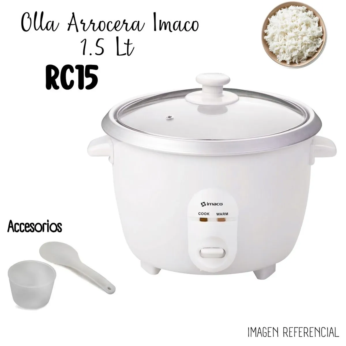 IMACO - Olla Arrocera Imaco 1.5 Lt. RC15 - BLANCO