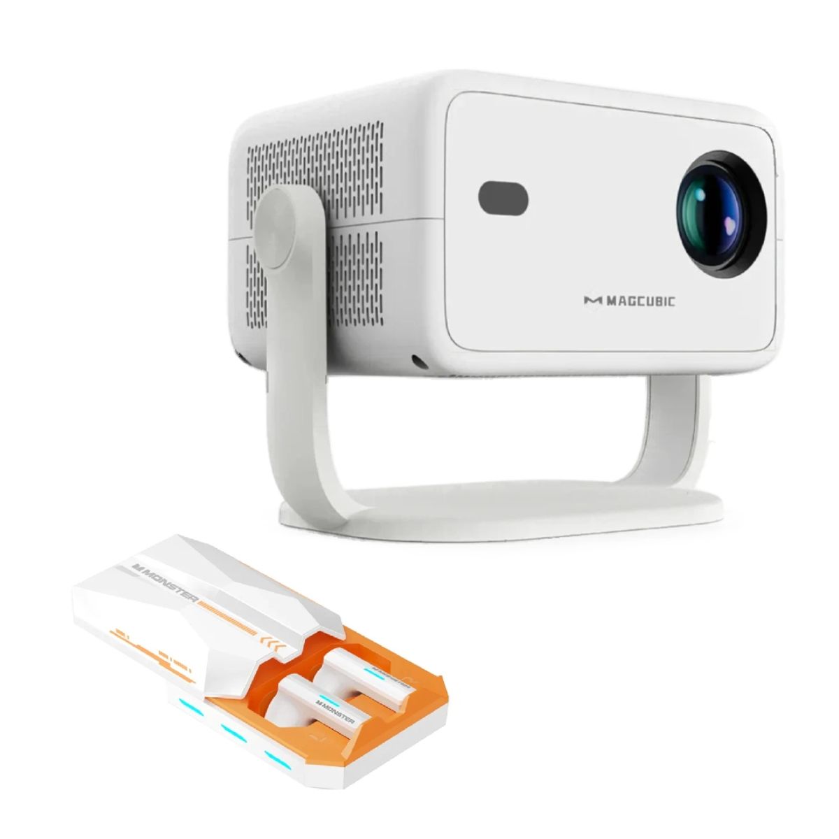 MAGCUBIC - Proyector Portátil Magcubic L018 FullHD 650 Ansi Lúmenes Más Audífonos Monster XKT11