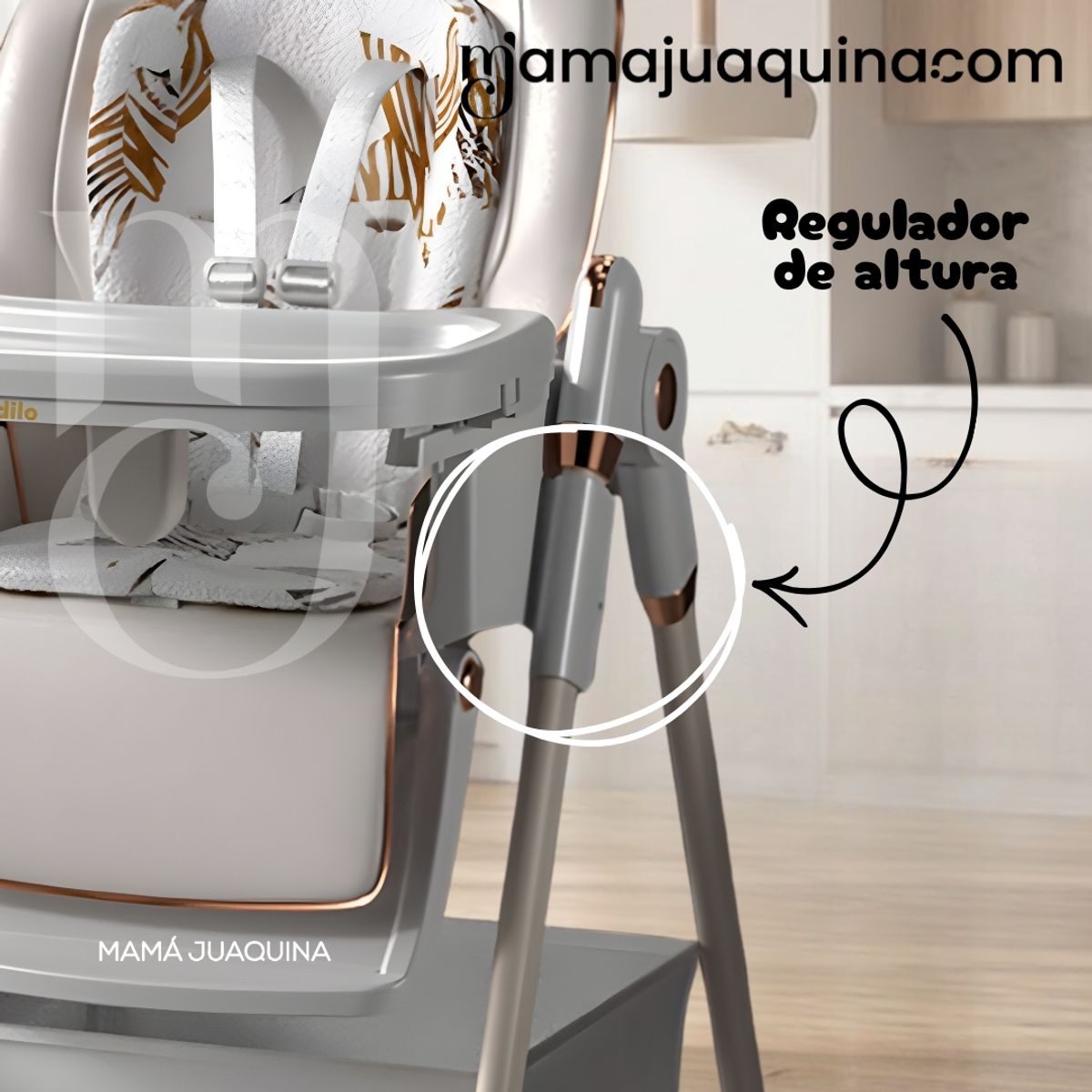 BABY - Silla de Comer Plegable «NESSY» Kidilo de Lujo Light Gray