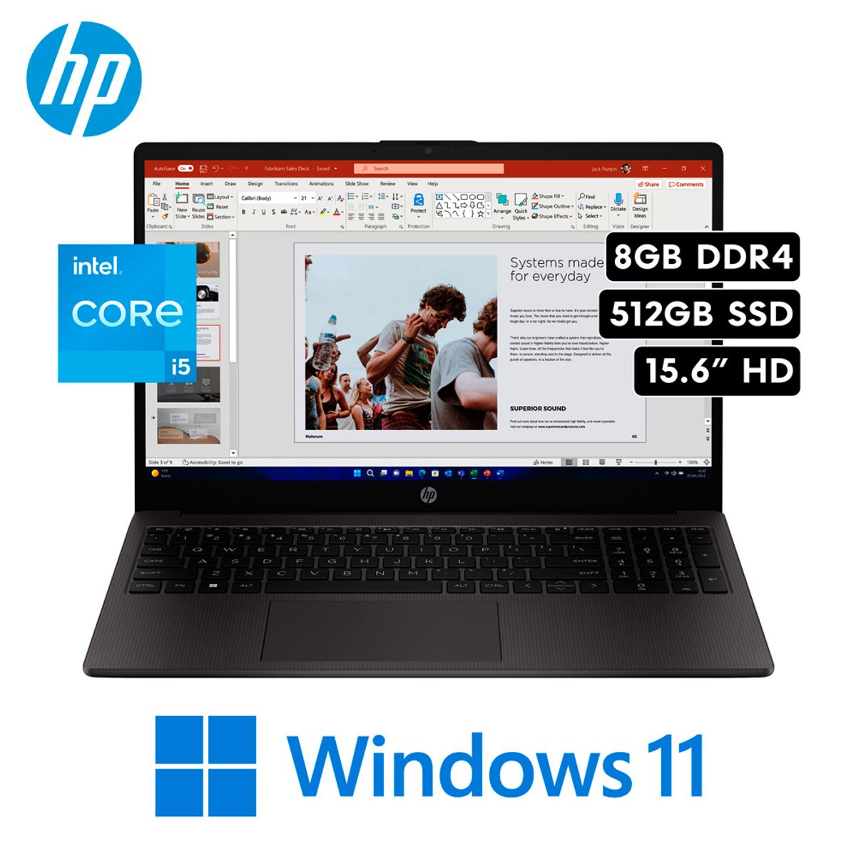 HP - Laptop HP 250 G10 - Intel i5 1334U RAM 8GB Disco 512GB SSD 15.6″ HD Windows 11