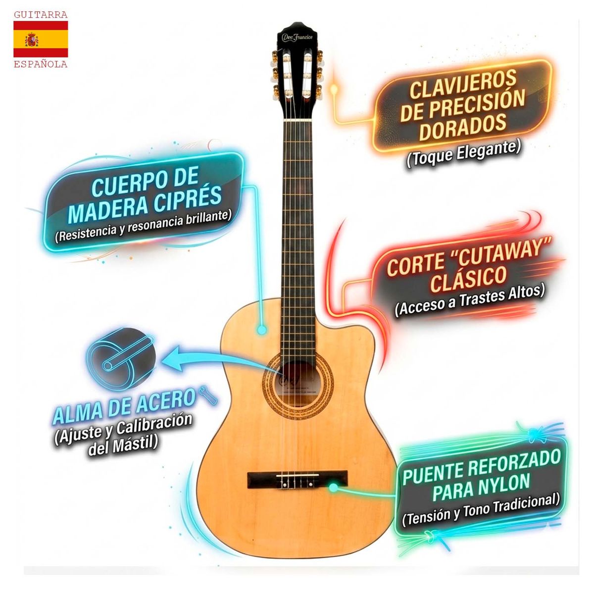 FRANCISCO DE SALES - PACK GUITARRA ACUSTICA NYLON NATURAL