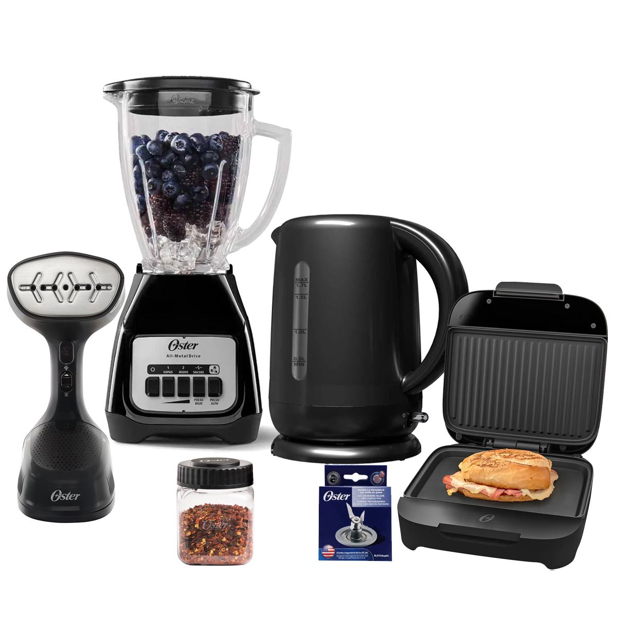 OSTER - Super Kit Oster Licuadora  Hervidor  Sandwichera  Vaporizador
