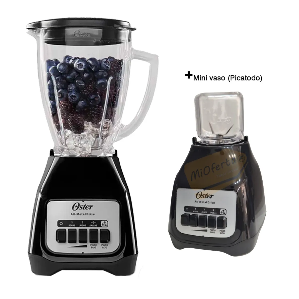 OSTER - Licuadora Oster 550W BLSTKAG-BPB + Mini vaso Picatodo 300 ml de Tritan