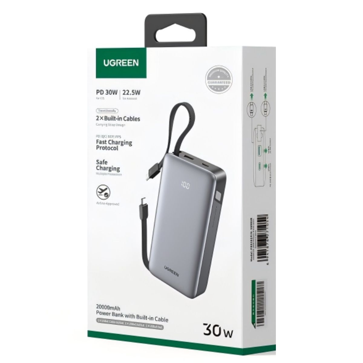 UGREEN - Power Bank 20000mAh PD 30W UGREEN PB528 55985B 2 Ports