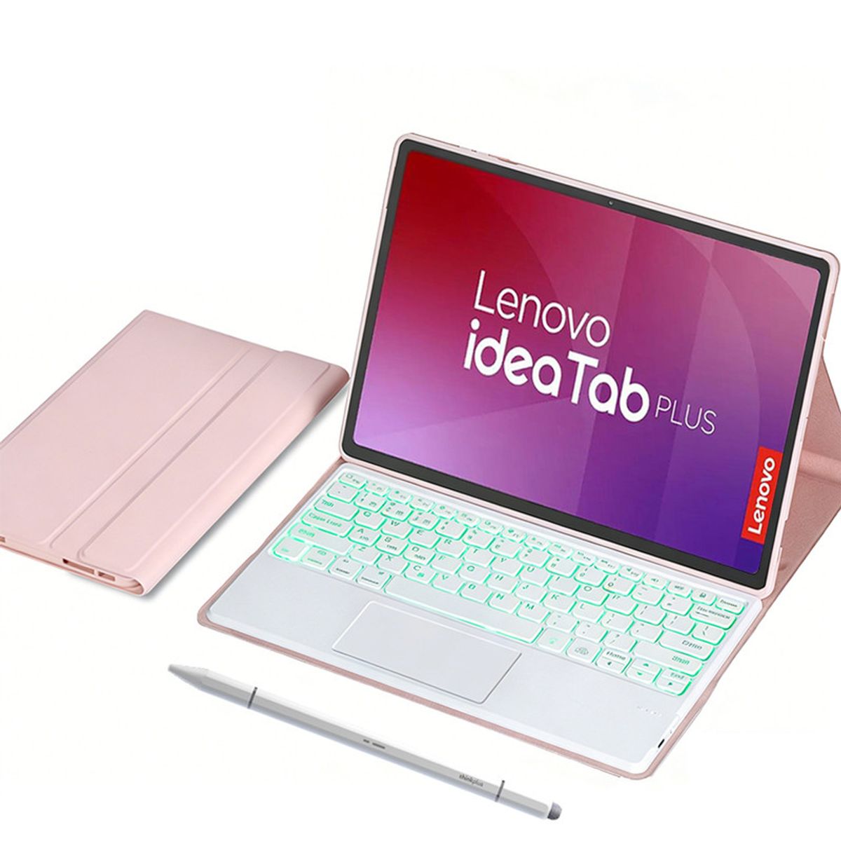 LENOVO - Tablet Lenovo Pad Plus 12 8G+256G 10200mAh de con WiFi - Gris+Rosado luminsos teclado Lápiz óptico
