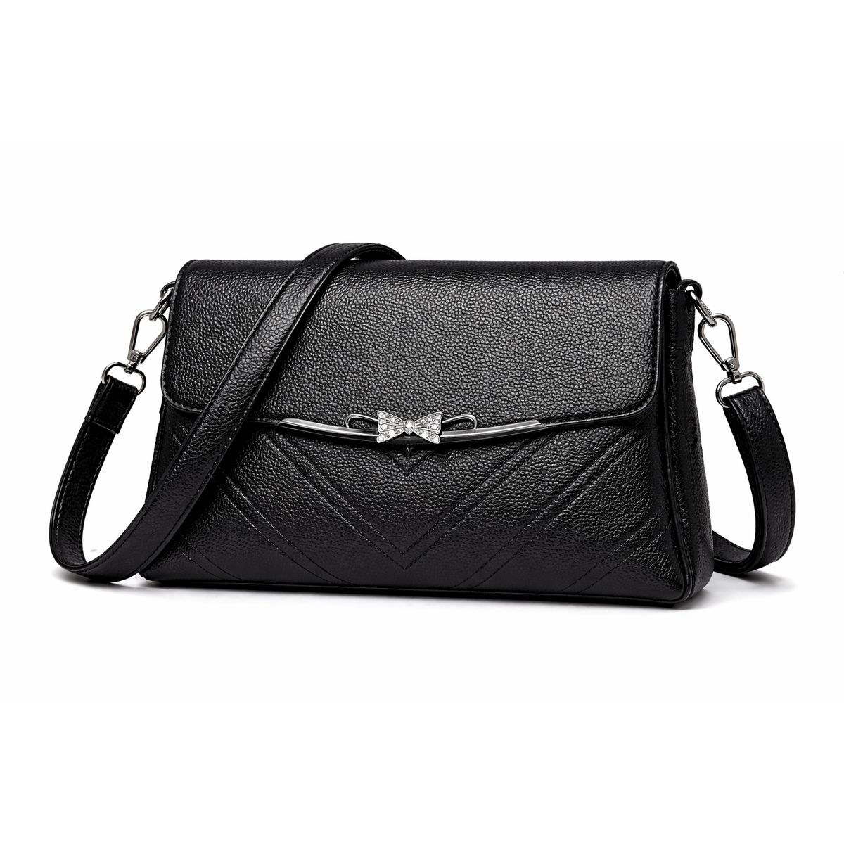 GENERICO - Cartera Bandolera Negro Cinta Lazo