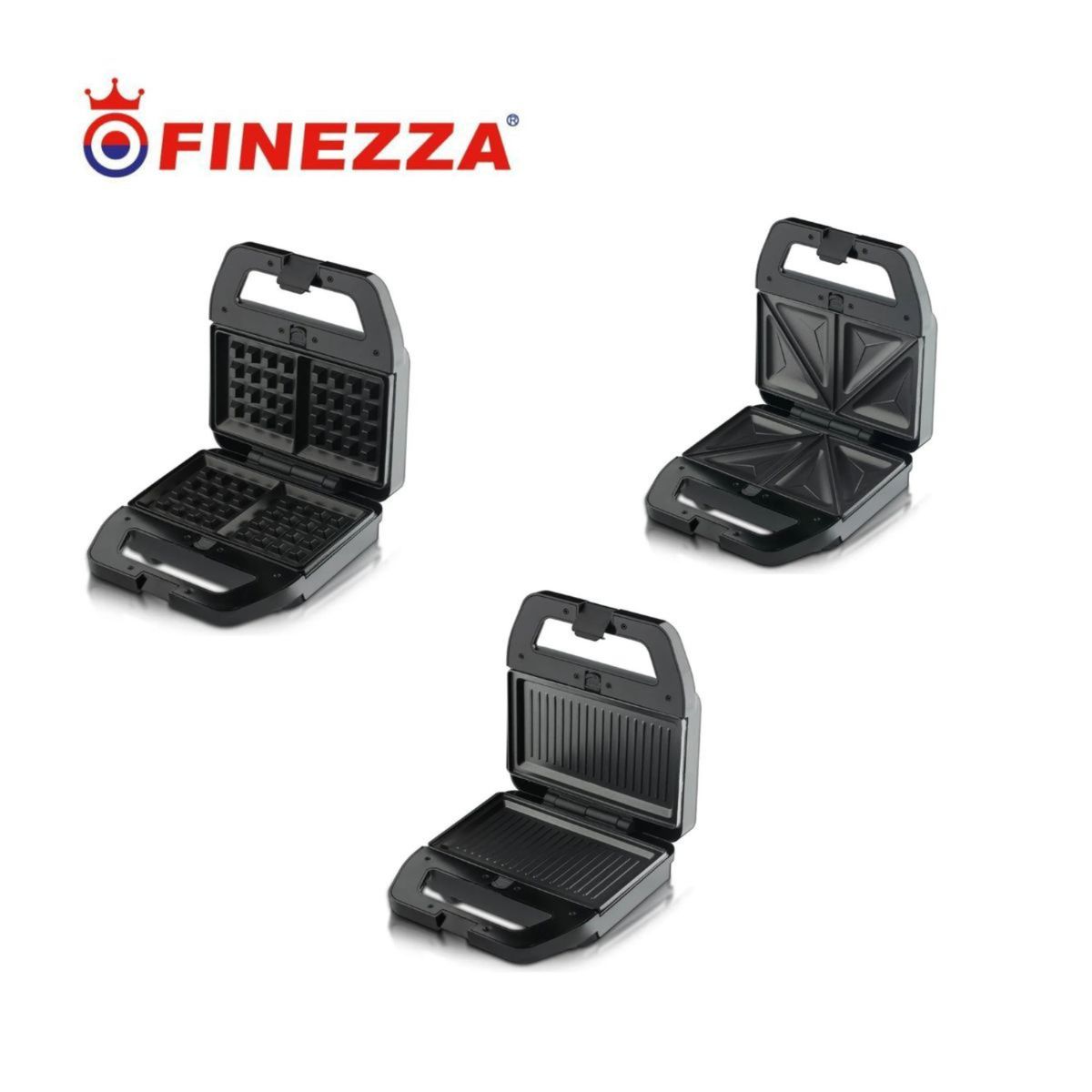 FINEZZA - Waflera Finezza 3 en 1 Placa Intercambiable para Grill y Sandwichera