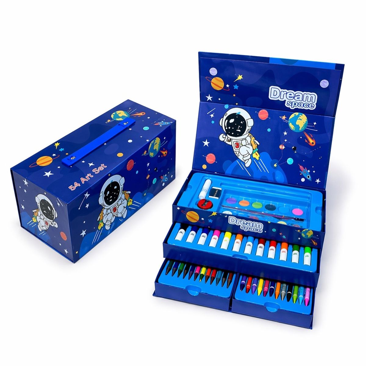 GENERICO - Set De Arte de 54 Pcs Astronauta Plumones + Crayolas + Acuarela
