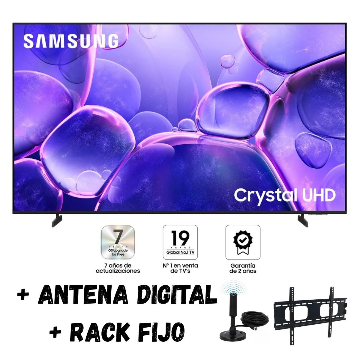 SAMSUNG - Televisor Samsung 50'' Crystal UHD 4K UN50U8000FGXPE 2025 + Ant + Rack Fijo