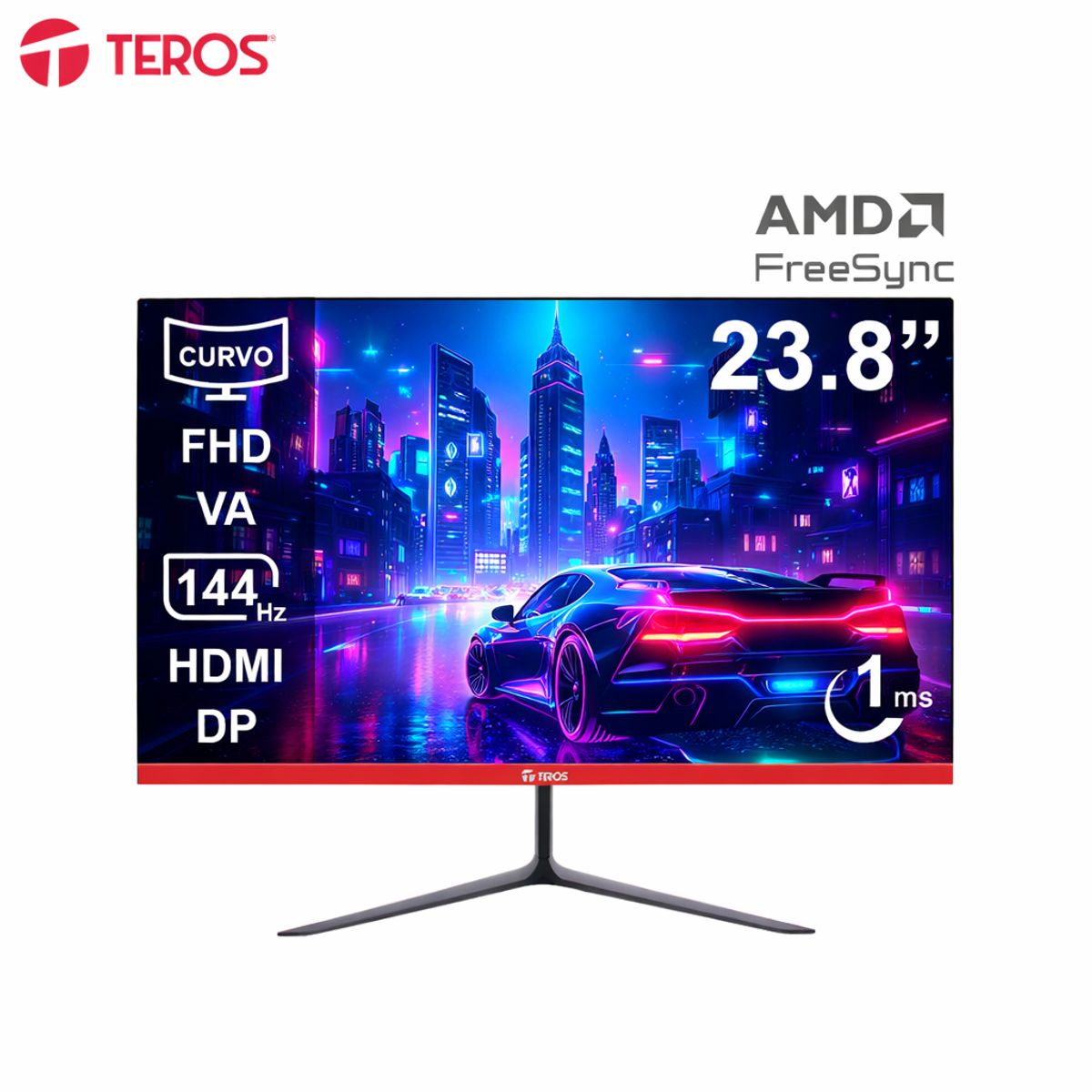 Teros - Monitor Curvo Teros TE-2403S, 23.8 FHD VA, 144HZ, 1MS, HDMI, DP, Earphone Out