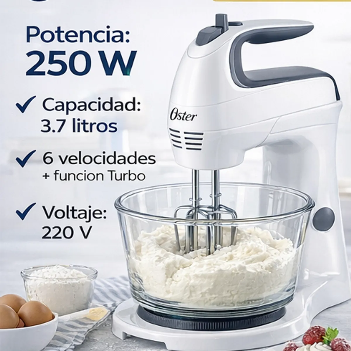 OSTER - Batidora Oster con Pedestal FPSTHS3611  Movimiento Giratorio Único + Tazón de Vidrio 3.7L