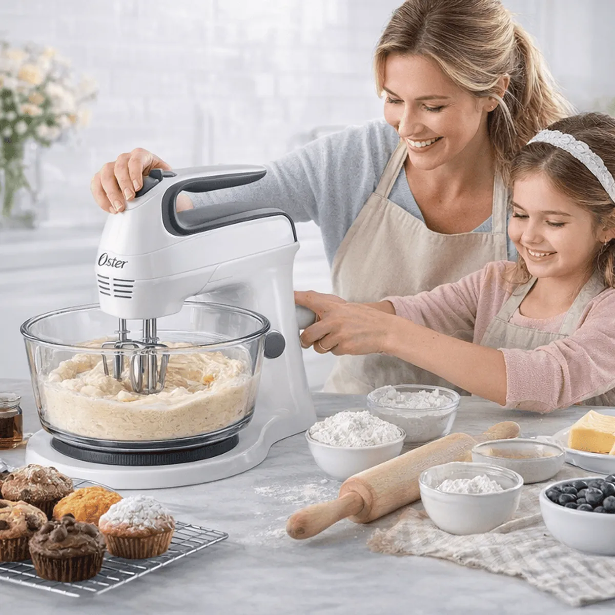OSTER - Batidora Oster con Pedestal FPSTHS3611  Movimiento Giratorio Único + Tazón de Vidrio 3.7L