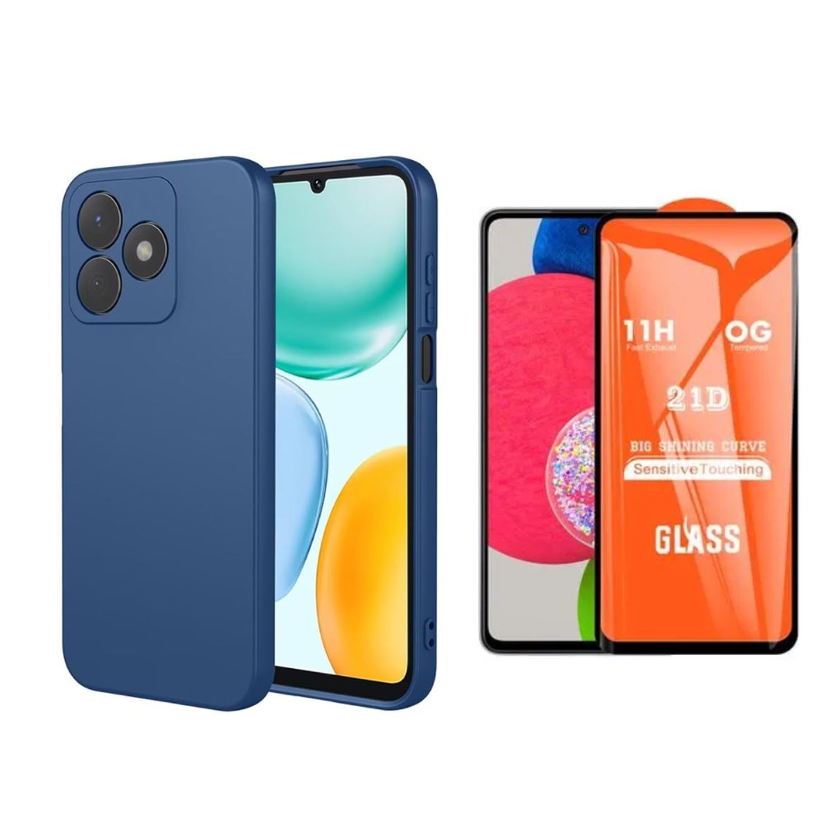 HONOR - Funda de silicona Honor X8D + MICA DE VIDRIO AZUL