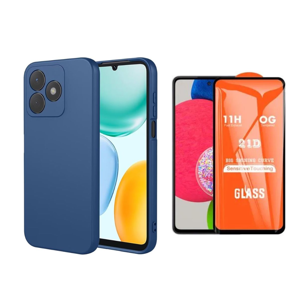 HONOR - Funda de silicona Honor X8D + MICA DE VIDRIO AZUL