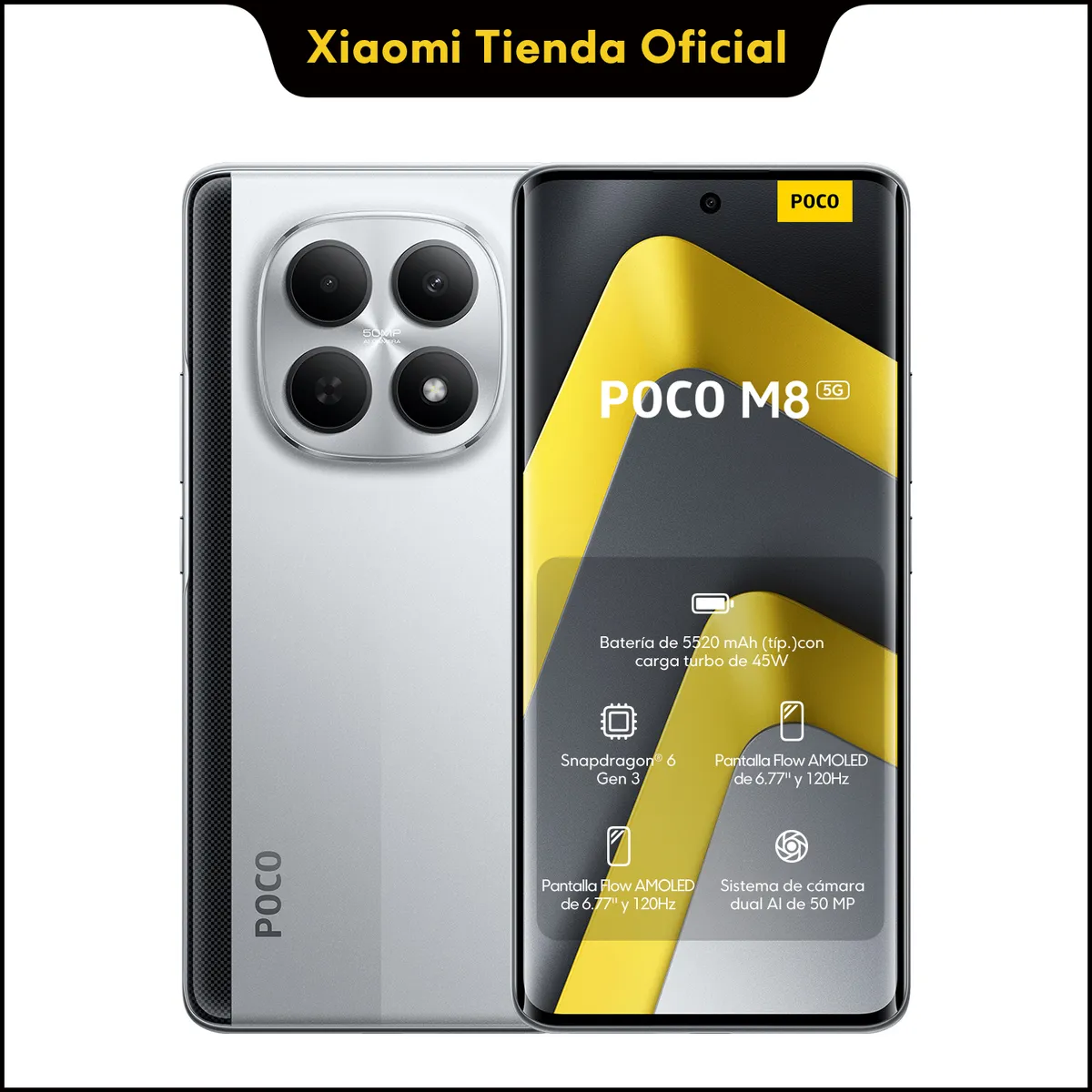 XIAOMI - POCO M8 5G Plata 8GB + 256GB