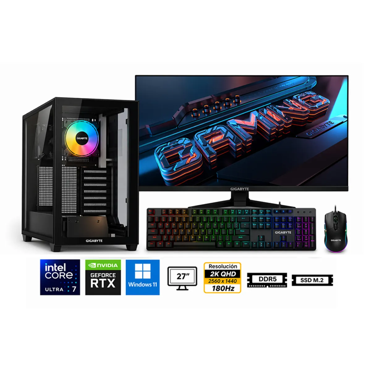 GENERICO - Pc Core Ultra 7 265F Propc C500 Panoramic 16-1Tb-27" Geforce Rtx 5060 8Gb, W11Home