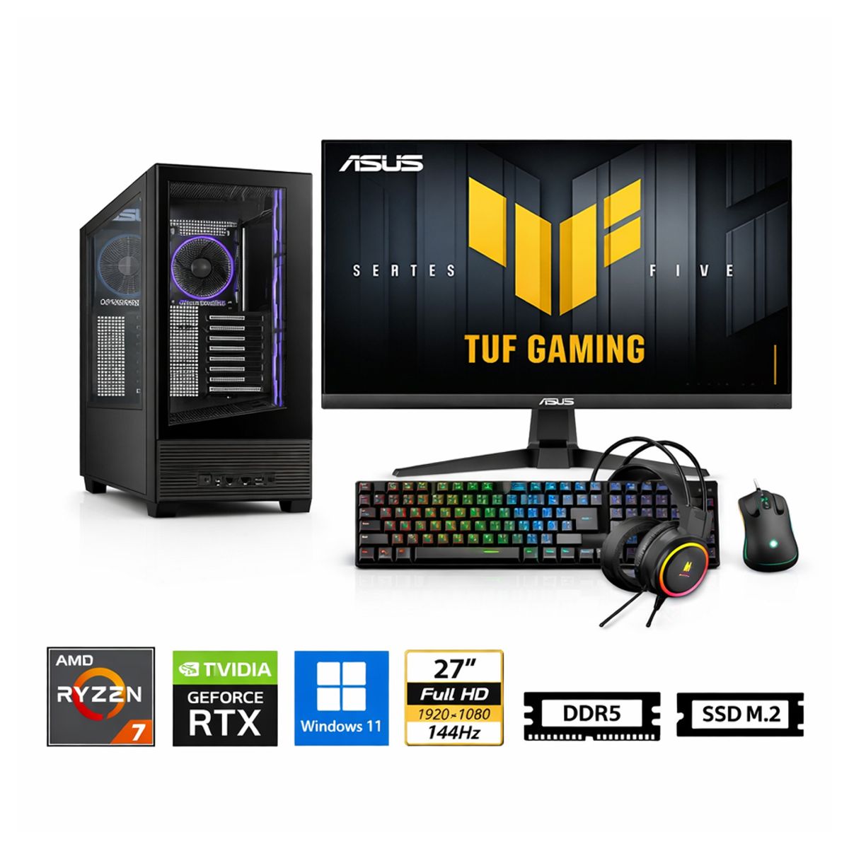 GENERICO - Pc Ryzen 7 8700F Propc A31 Plus 16-512-27" Geforce Rtx 5050 8Gb, W11Home