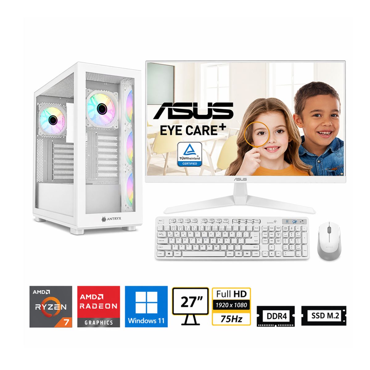 GENERICO - PC Ryzen 7 5700G ProPC FX-750 16GB 512GB 27 gráficos AMD Radeon W11HOME