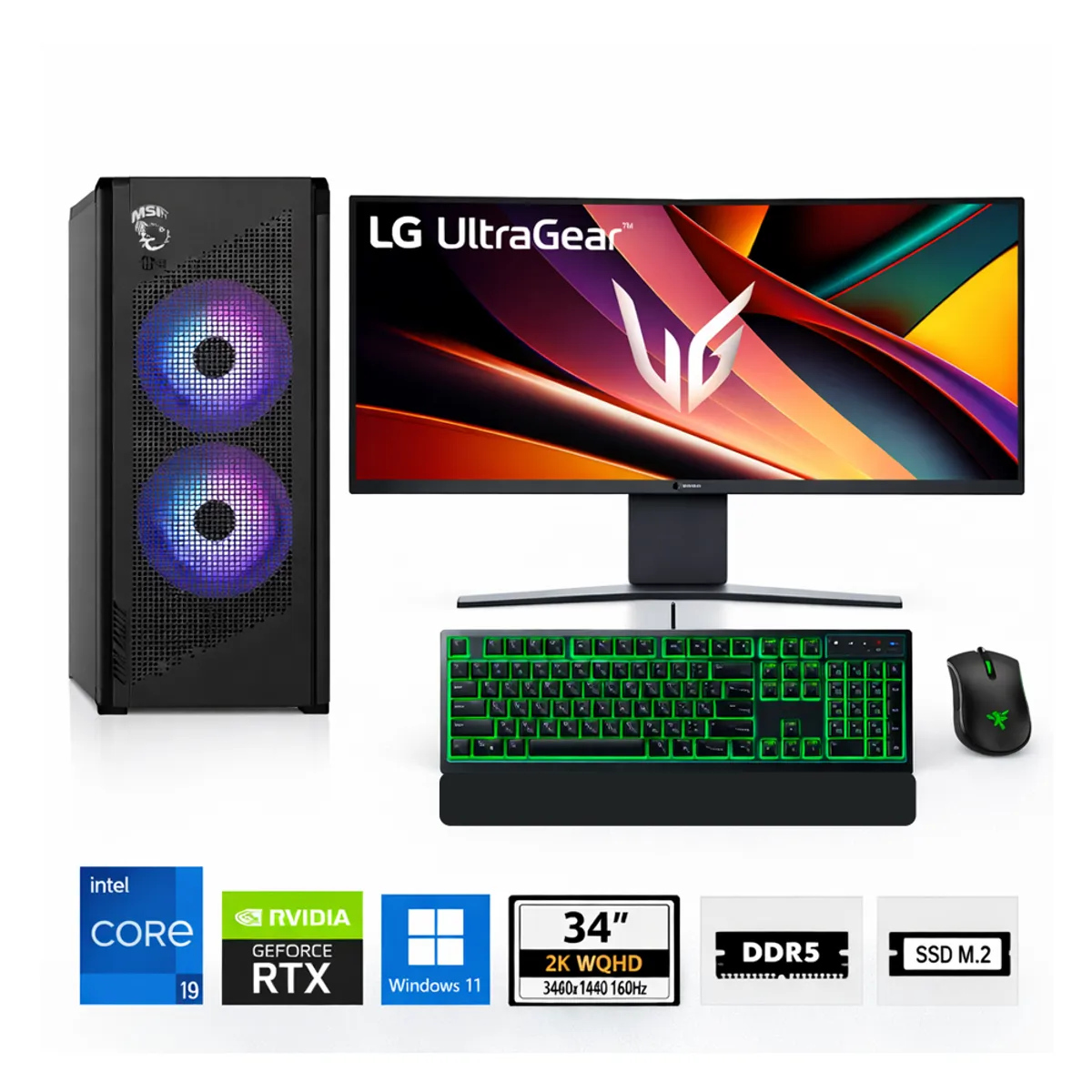 GENERICO - Pc Core I9-14900Kf Propc Velox 300R Airflow Pz 16-1Tb-34" Geforce Rtx 5060 8Gb, W11Home