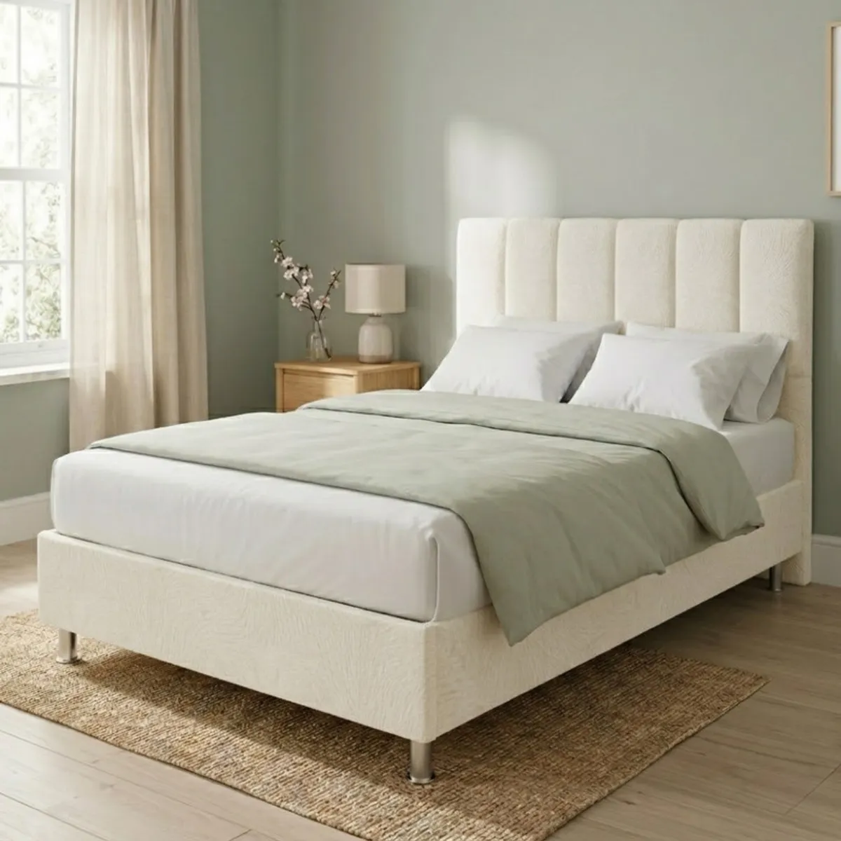 Cama Box Tarima Essenza + Cabecera Malva 1.5 Plazas - Blanco, marca TODO SOBRE HOGAR - Foto Principal