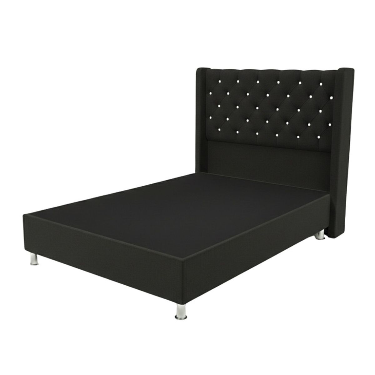 TODO SOBRE HOGAR - Cama Box Tarima Essenza + Cabecera Nordic 1.5 Plazas - Negro