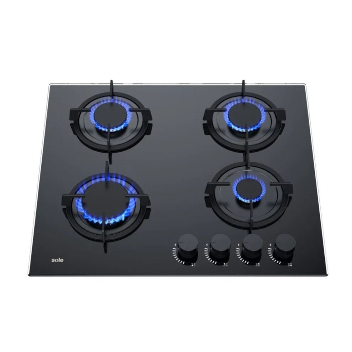 Sole - Encimera Vidrio Templado Sole A Gas 60cm Negro Sole SOLCO049V2