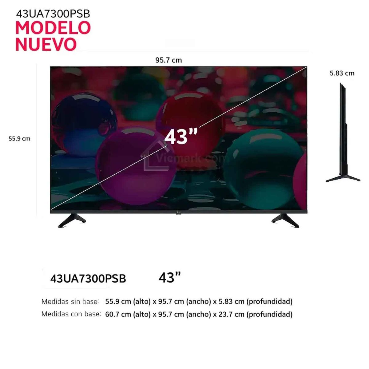 LG - Televisor Lg 43 Pulg Ultra HD 4K AI ThinQ 43UA7300PSB Modelo 2025 + RACK MOVIL