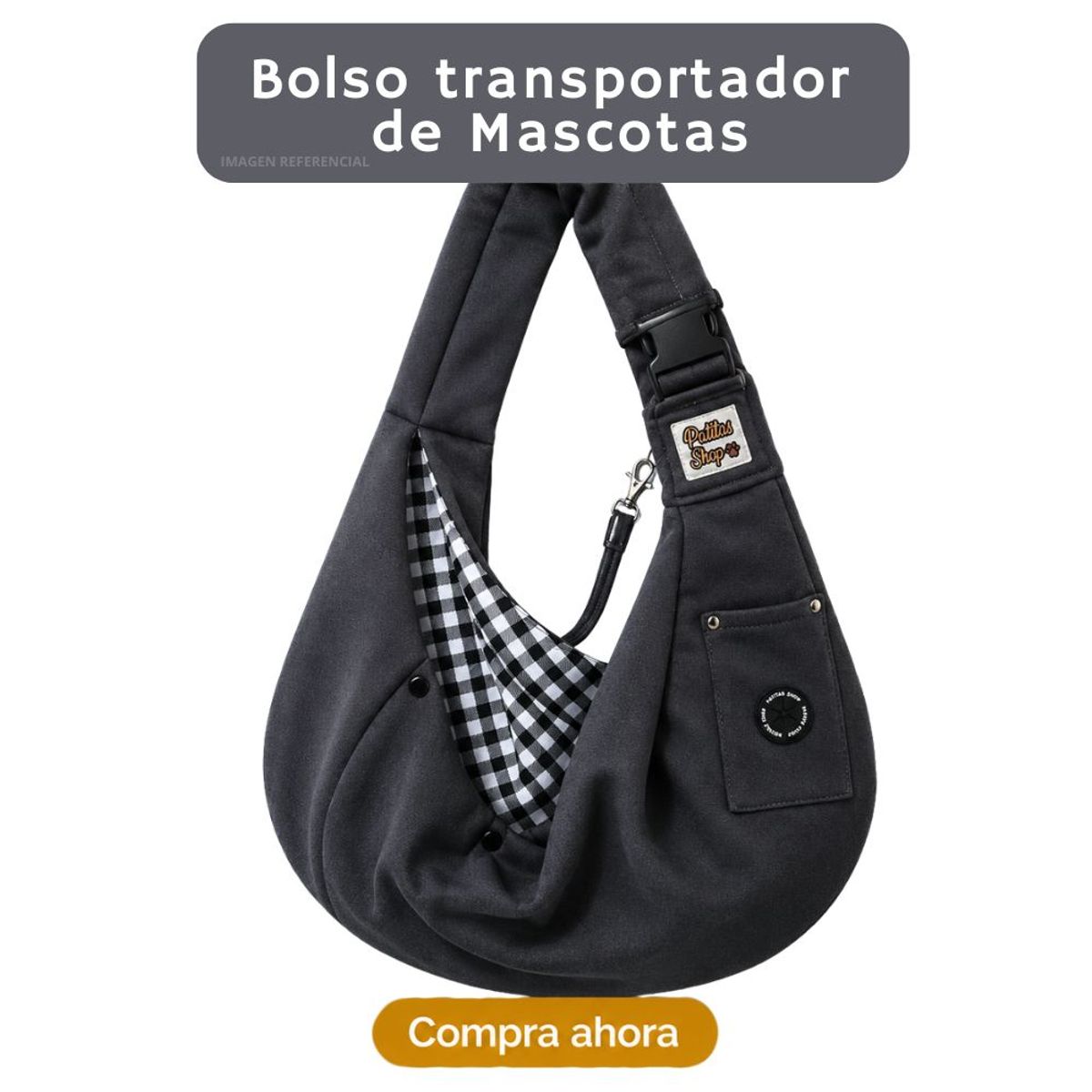 GENERICO - BOLSO Regulable Transportador para Mascotas Pequeñas y Medianas GRIS
