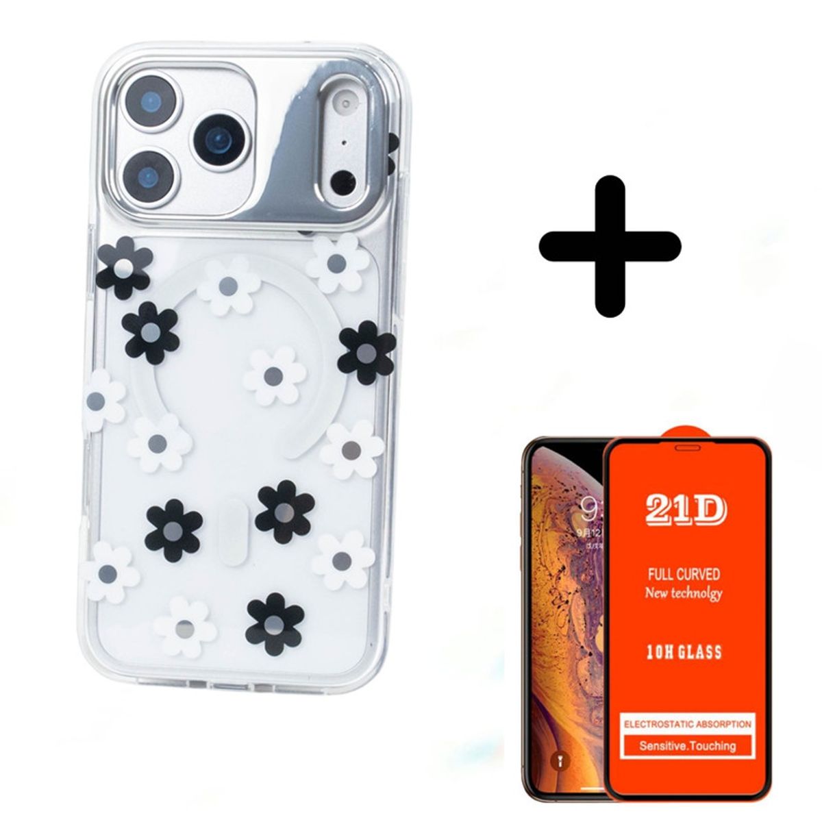 CASE - Funda Mikalen Con Magsafe Floreado Para Iphone 17 Pro - Blanco + Mica Vidrio