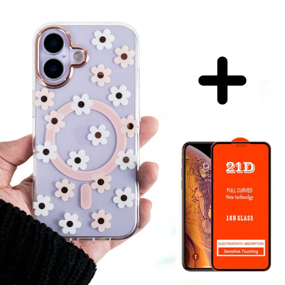 CASE - Funda Mikalen Con Magsafe Floreado Para Iphone 17 Air - Rosa + Mica Vidrio
