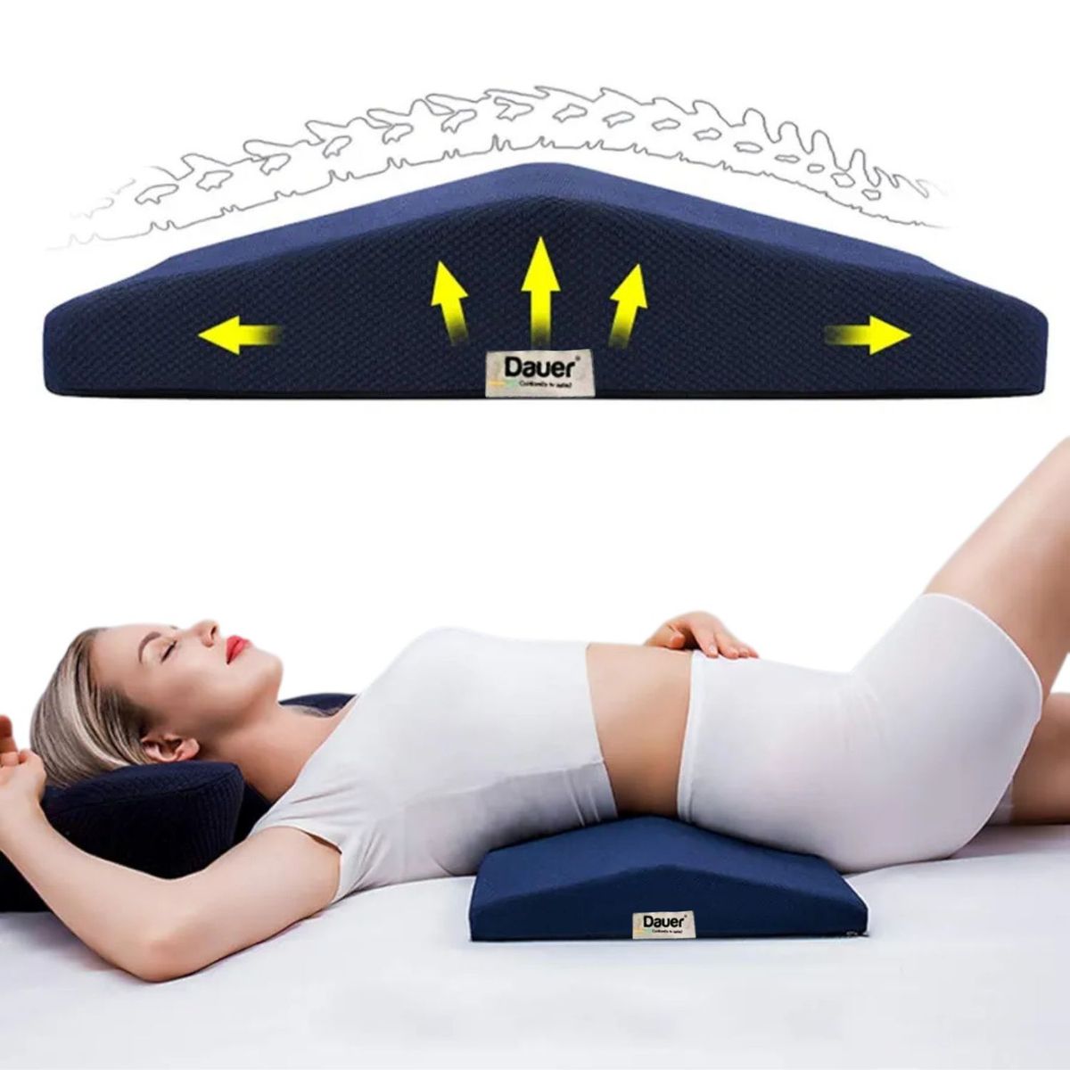 DAUER - Almohada para Soporte Lumbar 60 cm Multifuncional Alivio al dormir