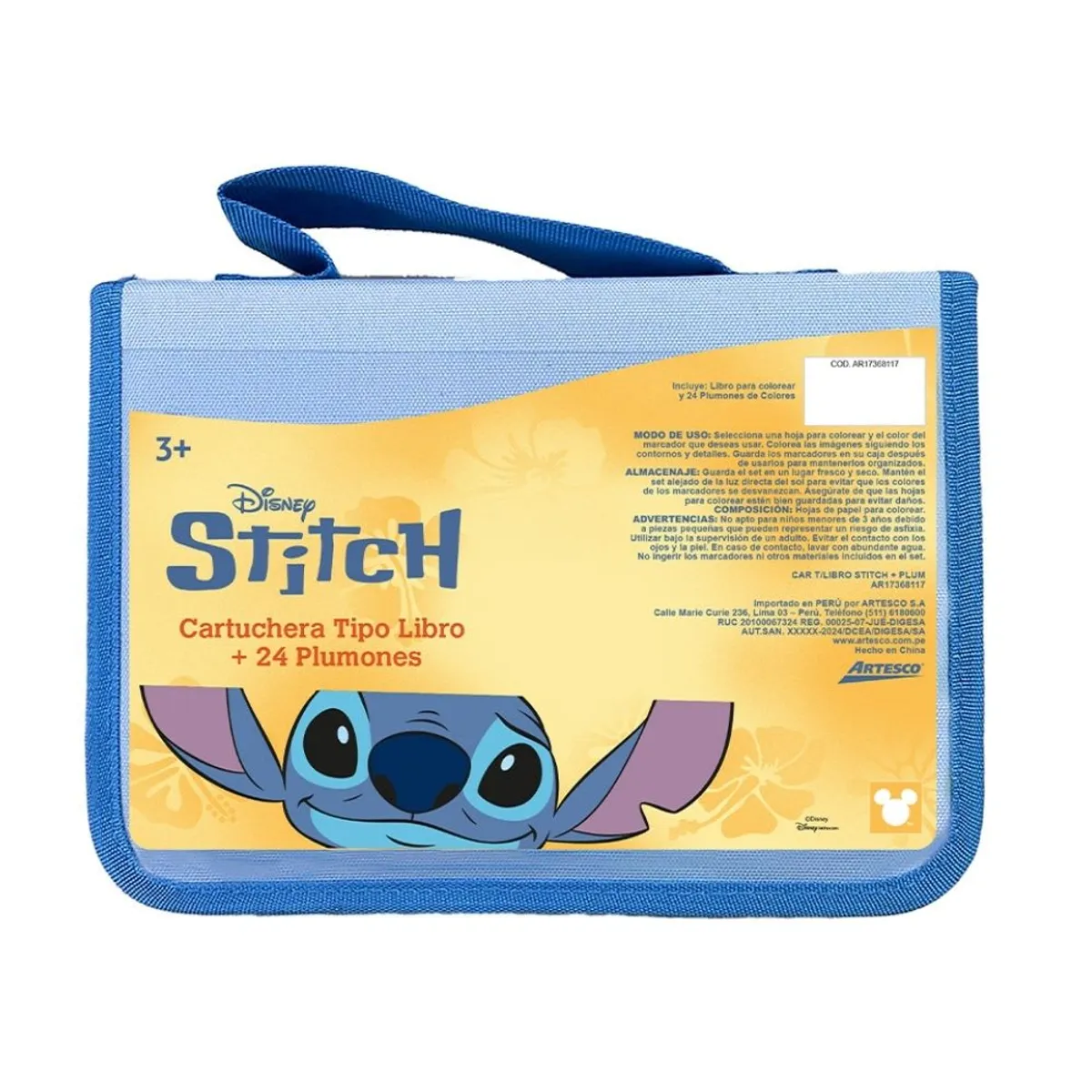 ARTESCO - Cartuchera Artesco Stitch con 24 Plumones