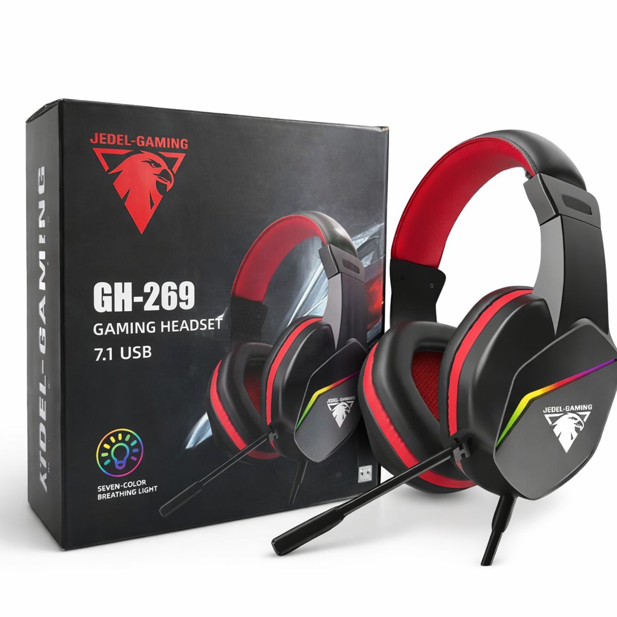 OEM - Audífonos Con Micrófono Gamer Luces RGB Negro
