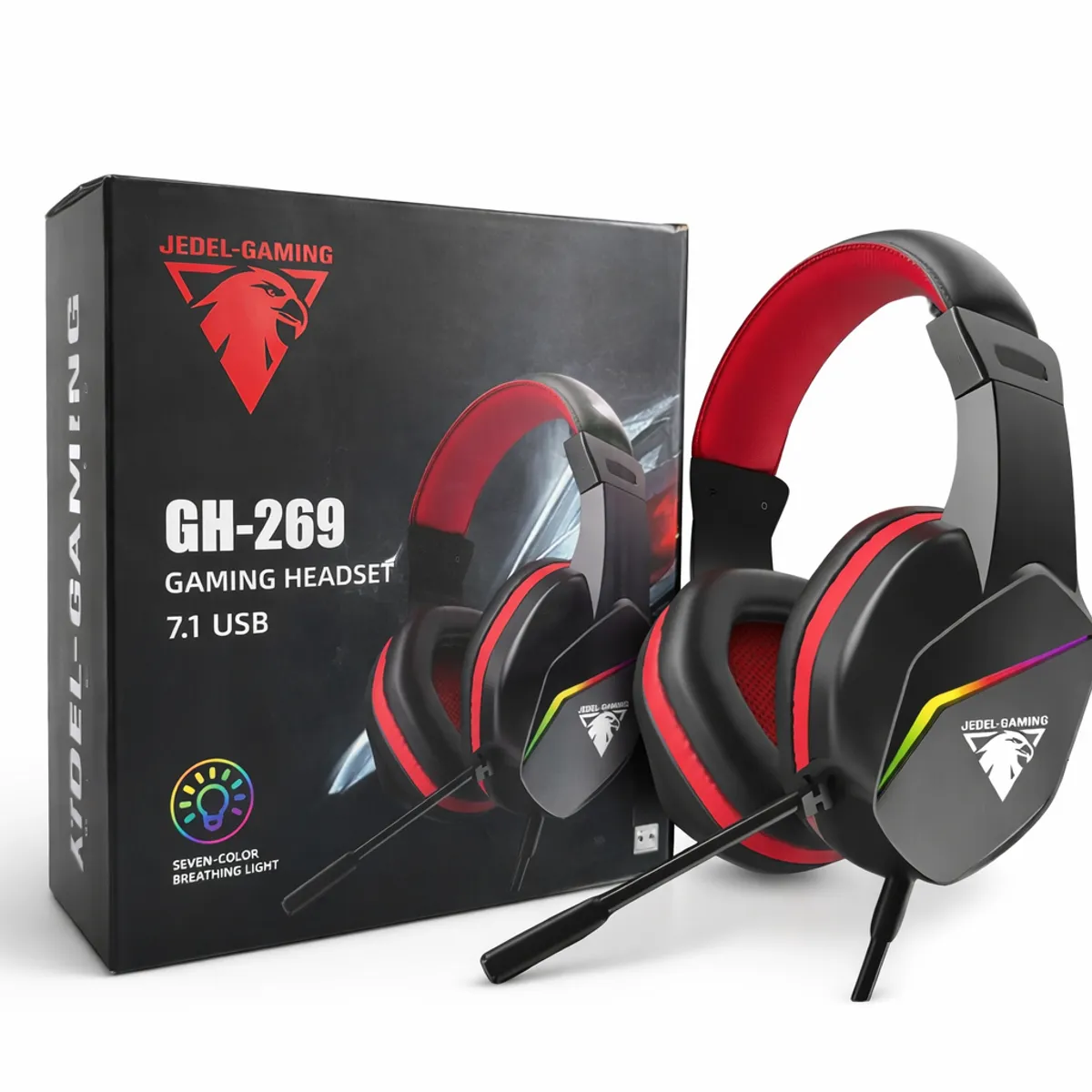 OEM - Audífonos Con Micrófono Gamer Luces RGB Negro