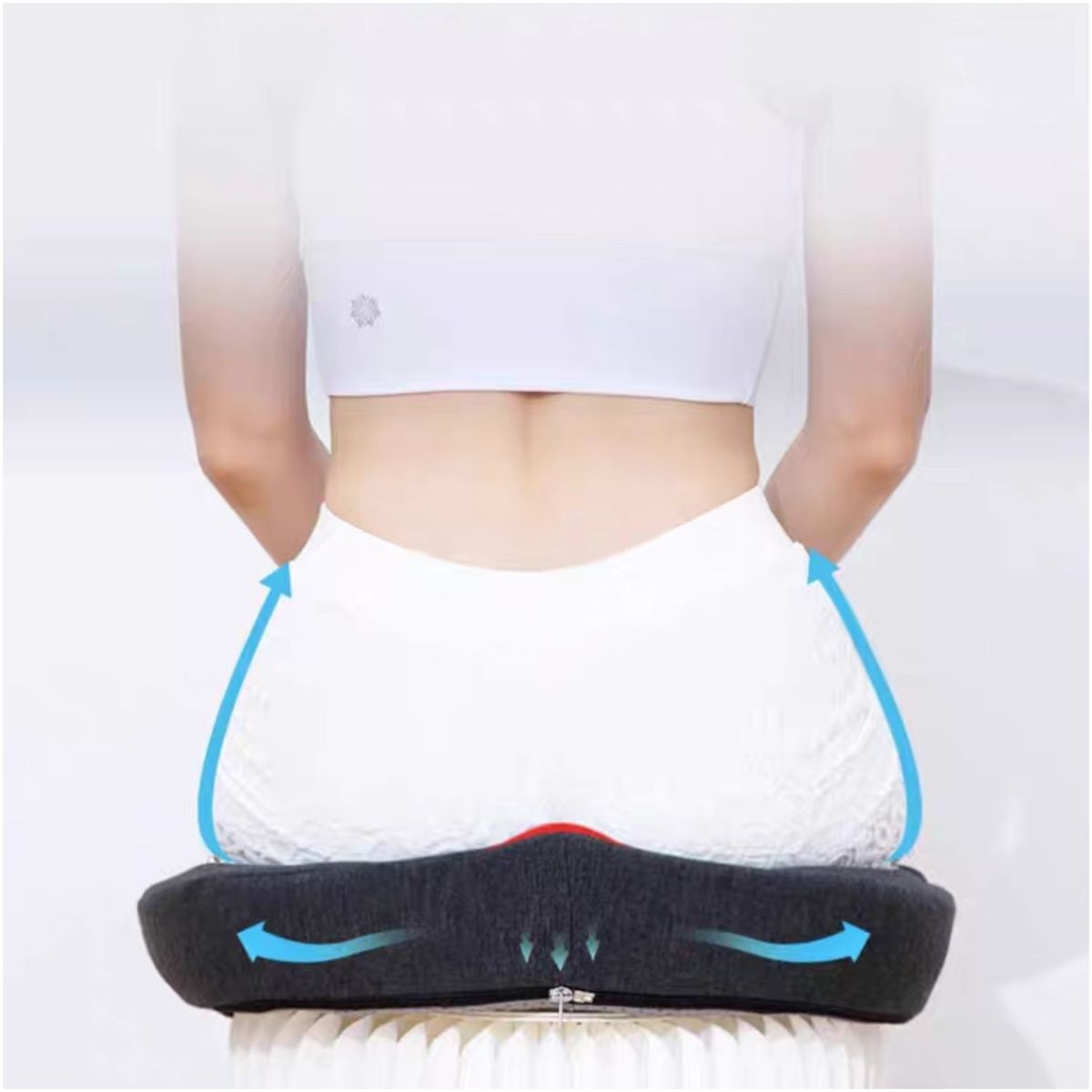 DAUER - Cojín Asiento 3D Ortopédico para coxis para hemorroides con Asa Negro