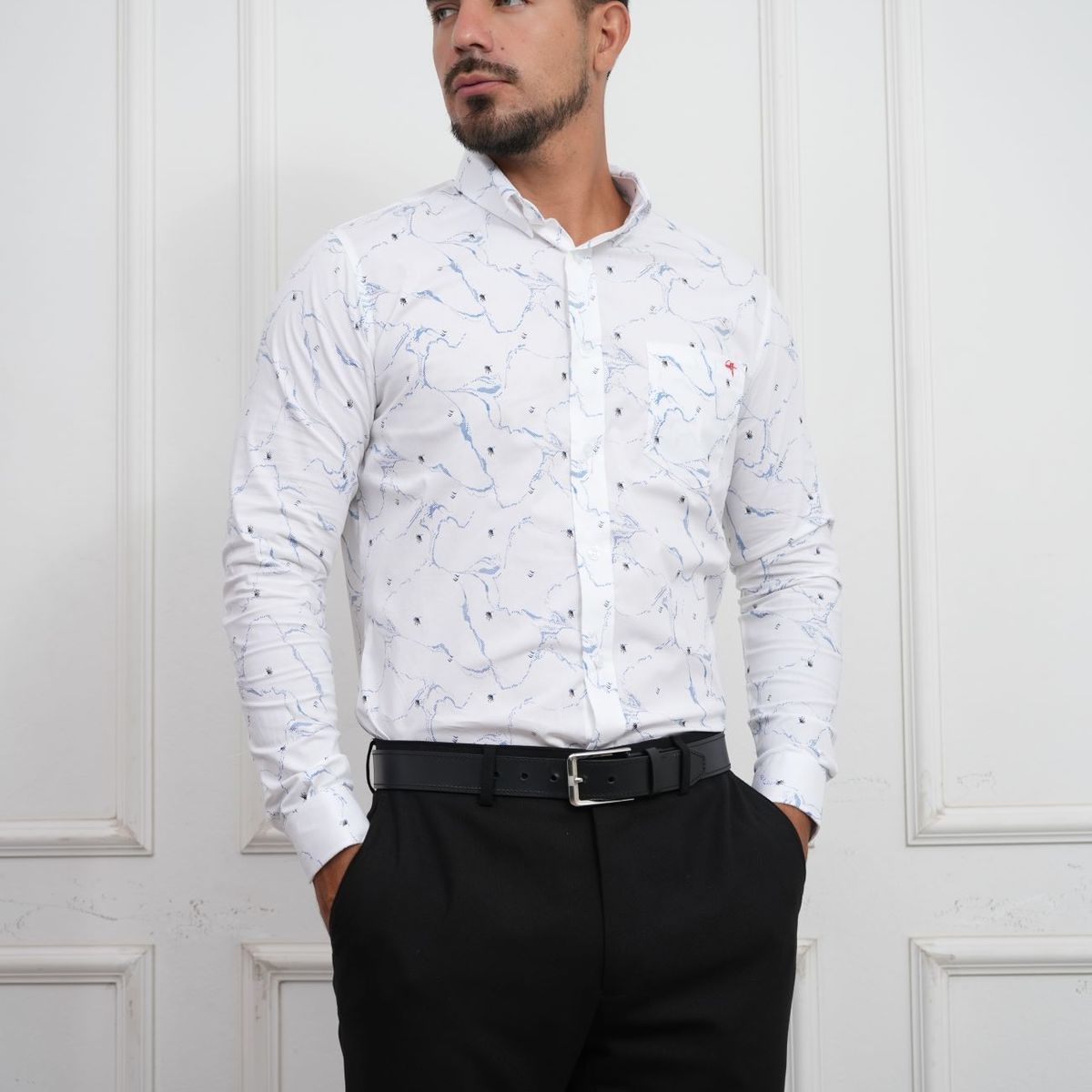 MEHIVIC - CAMISA HOMBRE SLIM FIT POPELINA ALGODON CUELLO CAMISERO DISEÑO MODERNO