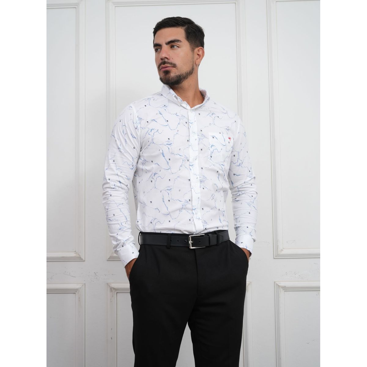 MEHIVIC - CAMISA HOMBRE SLIM FIT POPELINA ALGODON CUELLO CAMISERO DISEÑO MODERNO