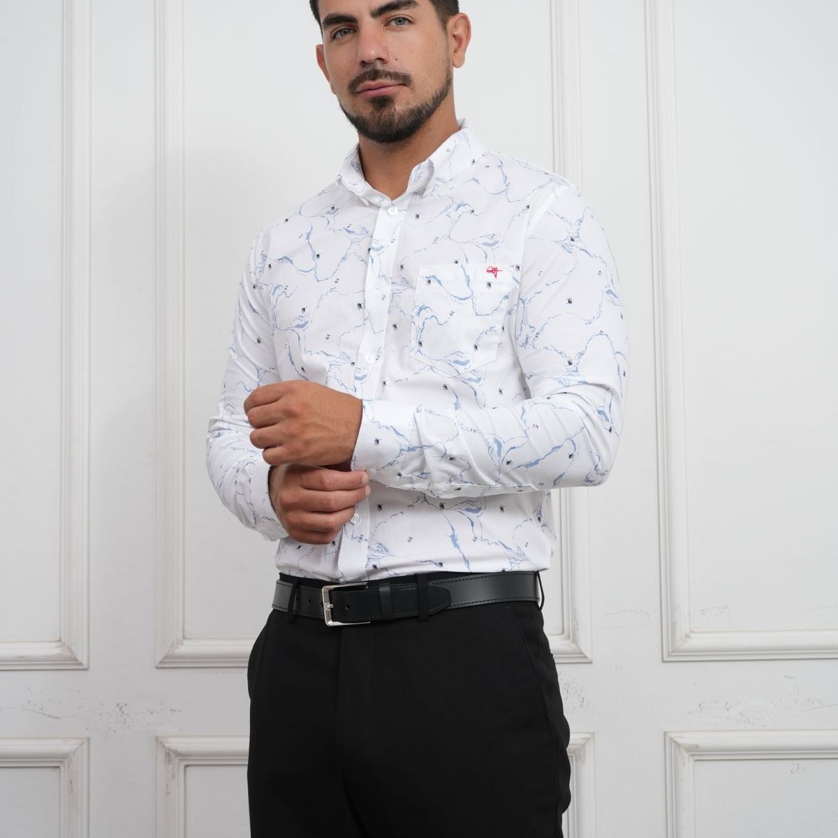 MEHIVIC - CAMISA HOMBRE SLIM FIT POPELINA ALGODON CUELLO CAMISERO DISEÑO MODERNO