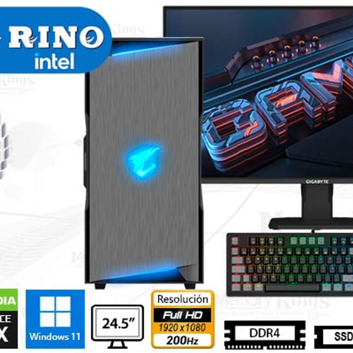 INTEL - Computadora Intel Core i7-12700F 16GB 512GB SSD 24.5" RTX 3050 6GB Windows 11 Pro