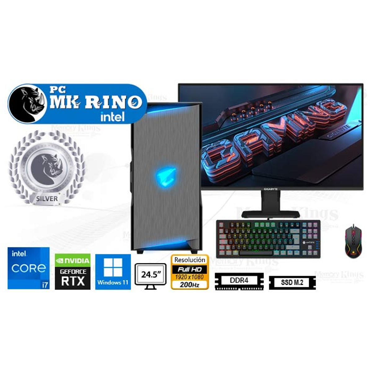 INTEL - Computadora Intel Core i7-12700F 16GB 512GB SSD 24.5" RTX 3050 6GB Windows 11 Pro