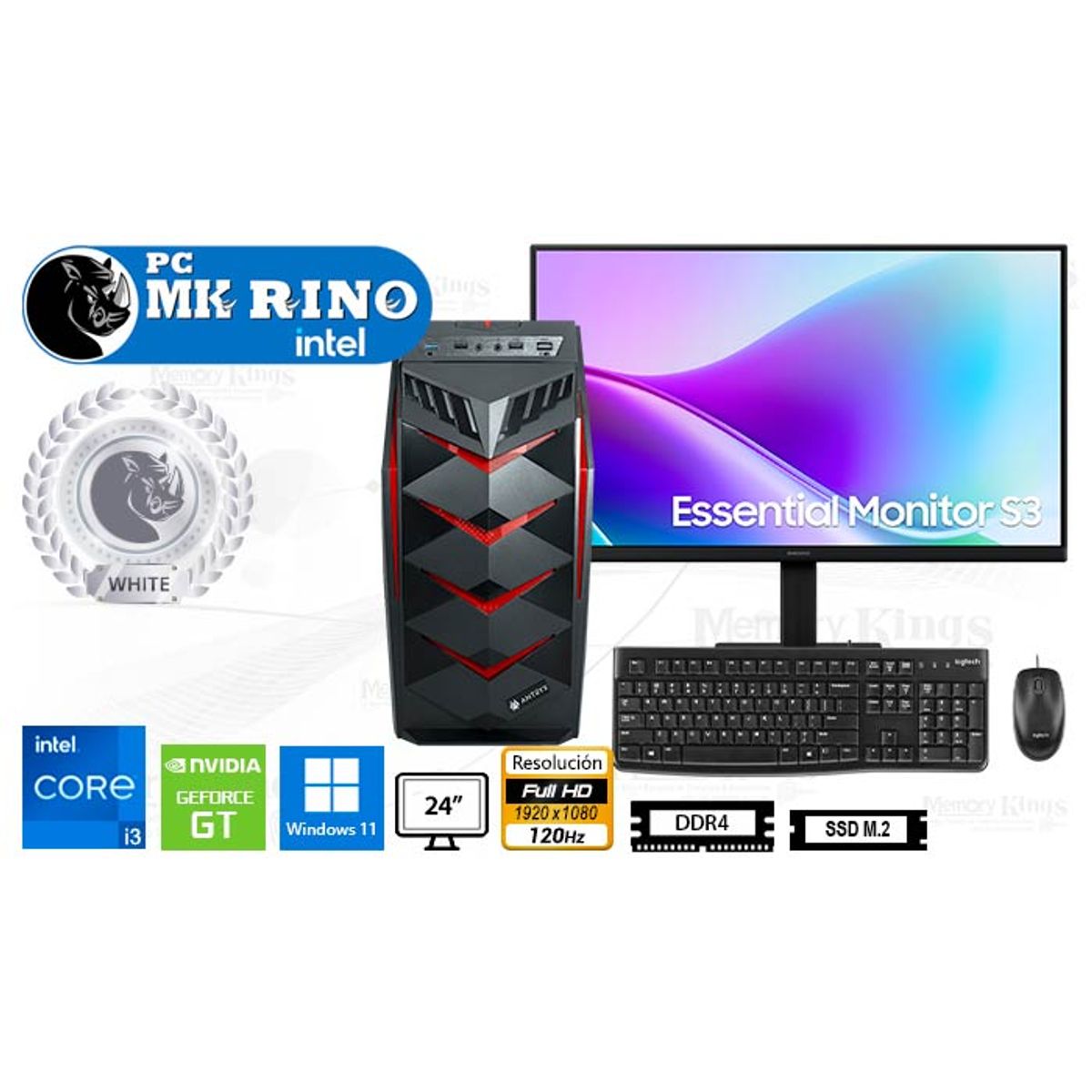INTEL - Computadora Intel Core i7-12700F 16GB 512GB SSD 24.5" RTX 3050 6GB Windows 11 Pro